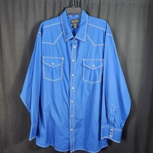 High Noon Mens 2XL Royal Blue Western Pearl Snap Shirt Contrast Stitch Rodeo